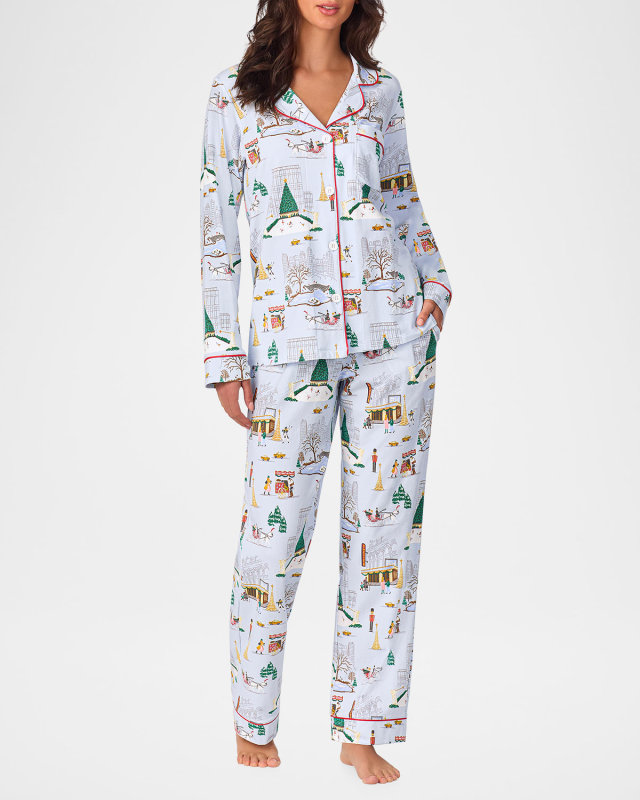 Holiday-Print Organic Cotton Jersey Pajama Set